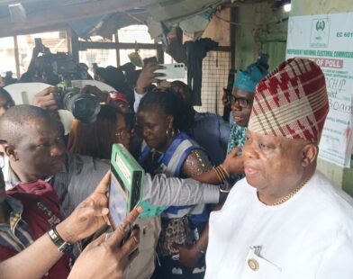 Governor Ademola Adeleke casts his vote during Osun governorship election