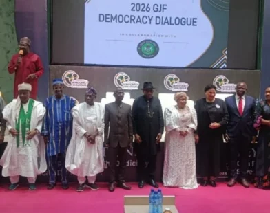 Goodluck Jonathan calls for stronger political parties and judiciary to protect democracy in Africa.