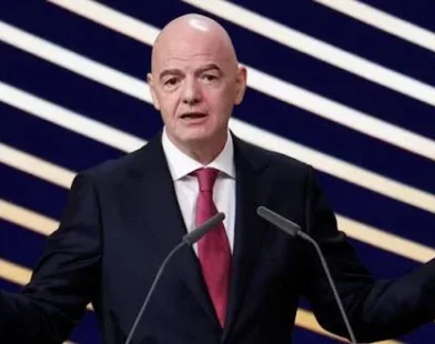 FIFA President Gianni Infantino at a leadership meeting.