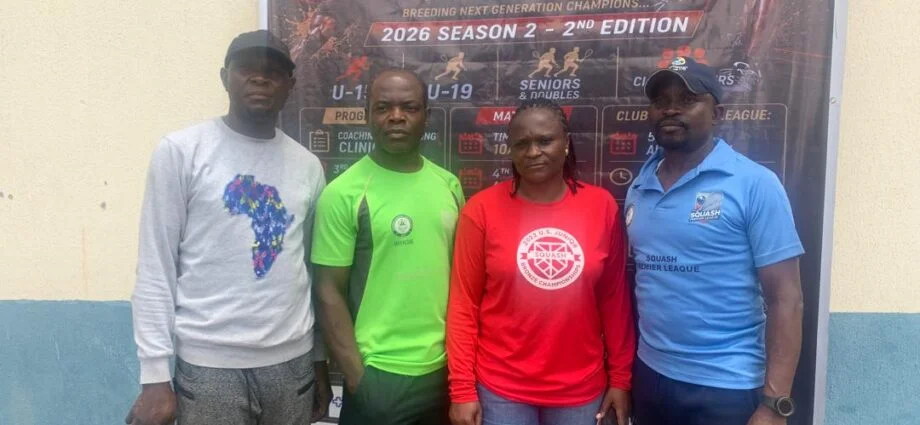 Young squash players compete during the Squash Premier League tournament at the Moshood Abiola National Stadium in Abuja.