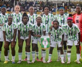 Nigeria Super Falcons players during a women’s football match