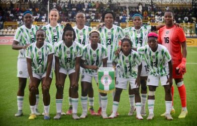 Nigeria Super Falcons players during a women’s football match